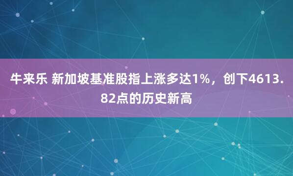 牛来乐 新加坡基准股指上涨多达1%，创下4613.82点的历史新高