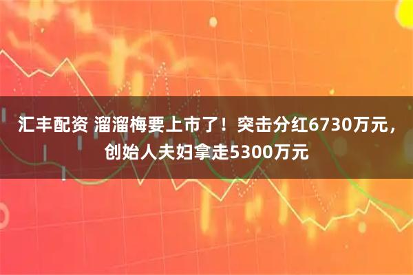 汇丰配资 溜溜梅要上市了！突击分红6730万元，创始人夫妇拿走5300万元