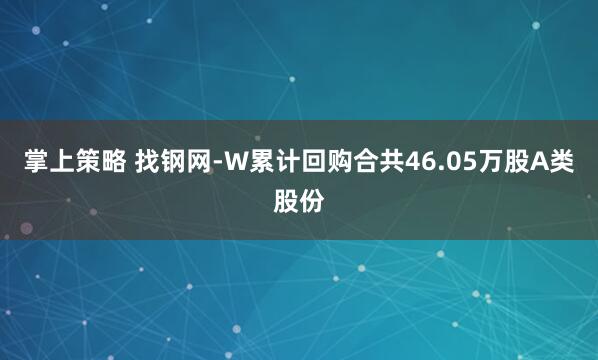 掌上策略 找钢网-W累计回购合共46.05万股A类股份